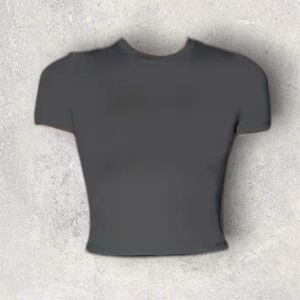 💖Solid Grey High Stretch Short Sleeve T-Shirt.